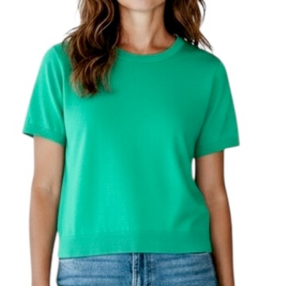 Vineyard Vines Cashmere Luxe Soft Short Sleeve Sweater Sea Green Silk Cotton S - Picture 11 of 11